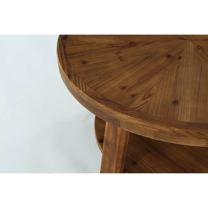 31.5" Solid Wood Coffee Table with 2-Tier Storage