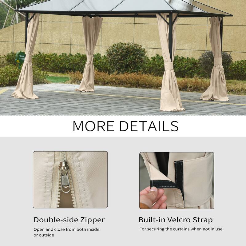 Beige Polyester Outdoor Canopy Tent Curtains for 9.84' x 13.1' - 9.84' x 13.1' gazebos