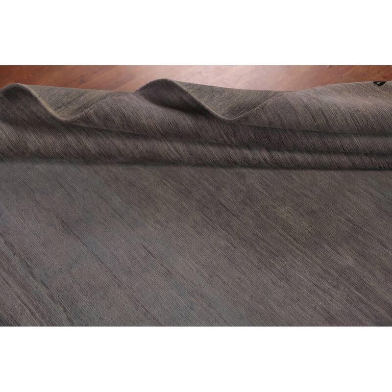 Modern Gray Gabbeh Oriental Area Rug Hand-Knotted Wool Carpet - 7'0" x 9'7"