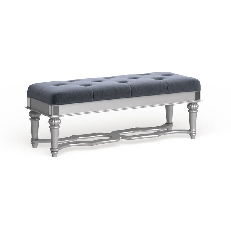 Silver Orchid Heston Velvet Tufted Bedroom Bench