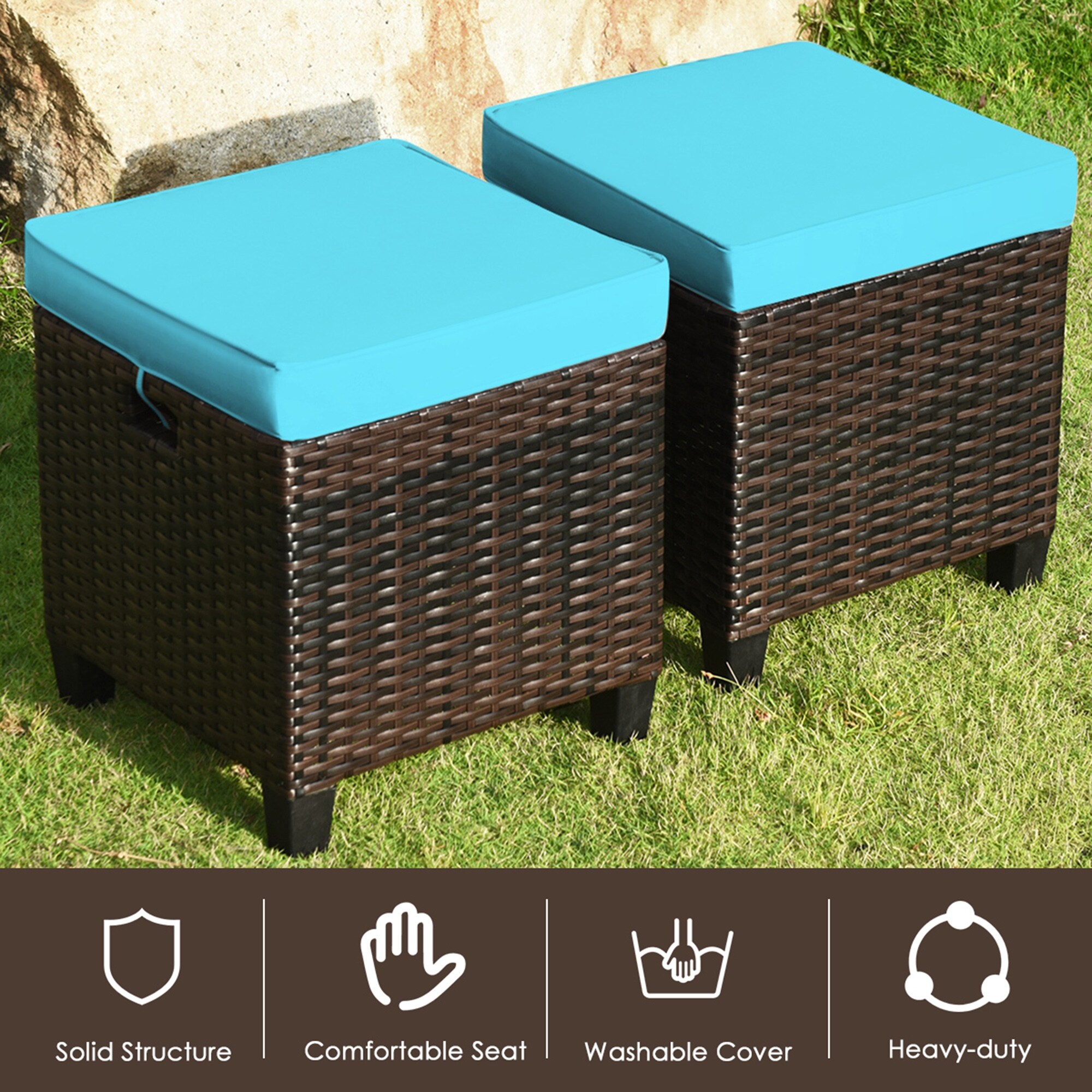 Wicker shop ottoman seat