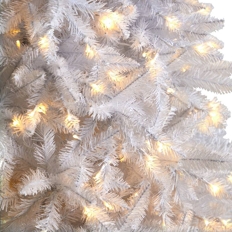 11' Slim White Artificial Christmas Tree with 950 Warm White LED Lights and 2836 Bendable Branches