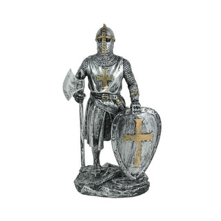 Templar Knight In Armor Wielding Battle Axe And Sword Statue - 7.25 X 3 ...