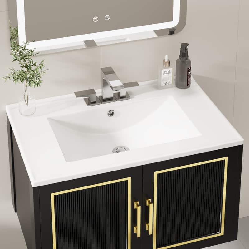 30" Bathroom Vanity with Ceramic Sink & Cabinet