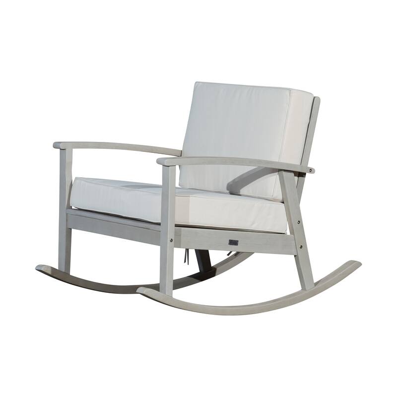 DTY Outdoor Living Longs Peak Eucalyptus Rocking Chair with Cushions