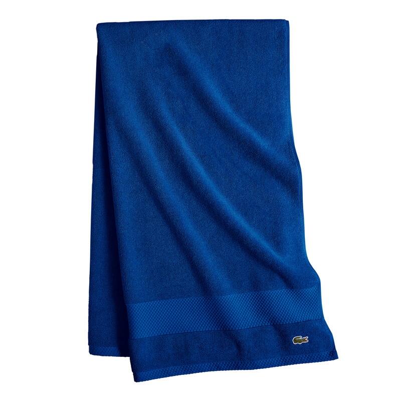 Lacoste Heritage Supima 100% Cotton Bath Towel, Hand Towel, Wash Cloth, and Bath Sheet - Surf Blue - Bath Sheet