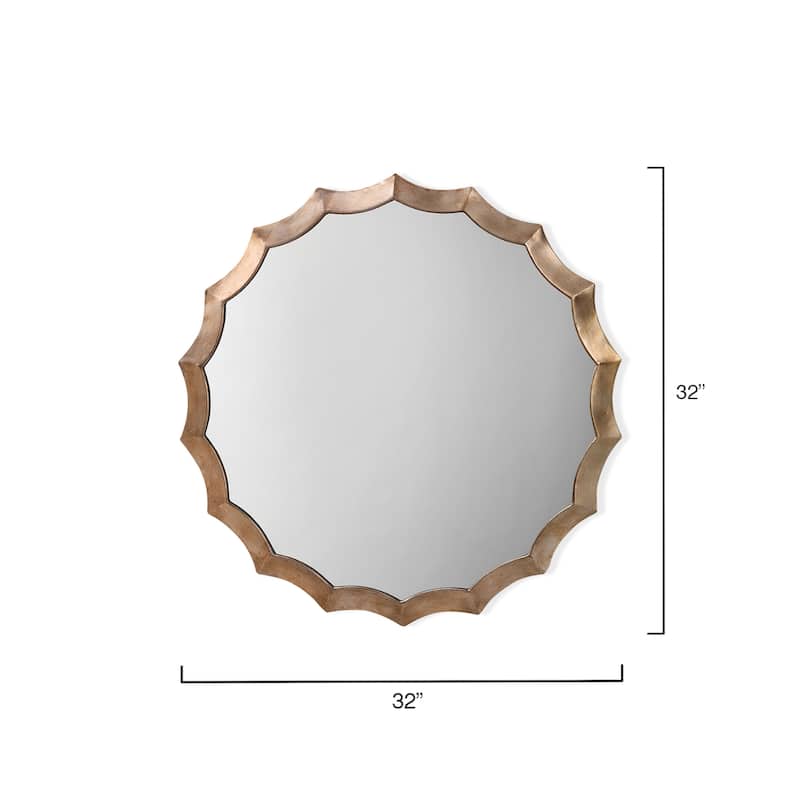 Alden Décor Avery Metal Scalloped Mirror - Antique Silver