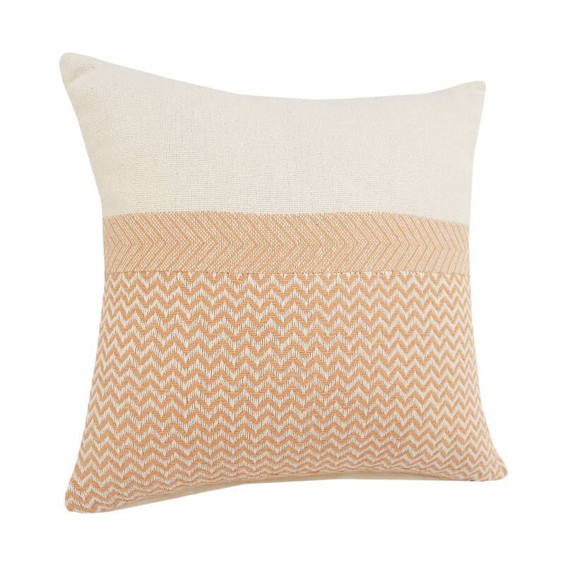 18" Orange and White Chevron Square Throw Pillow