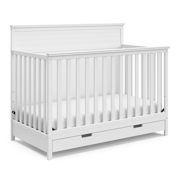 black crib with storage