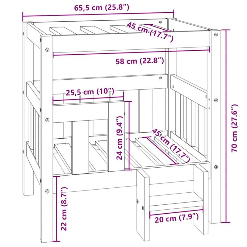 vidaXL Dog Bed White Solid Pine Wood Medium Sturdy Dog Bed Rectangle - 25.8 x 16.9 x 27.6