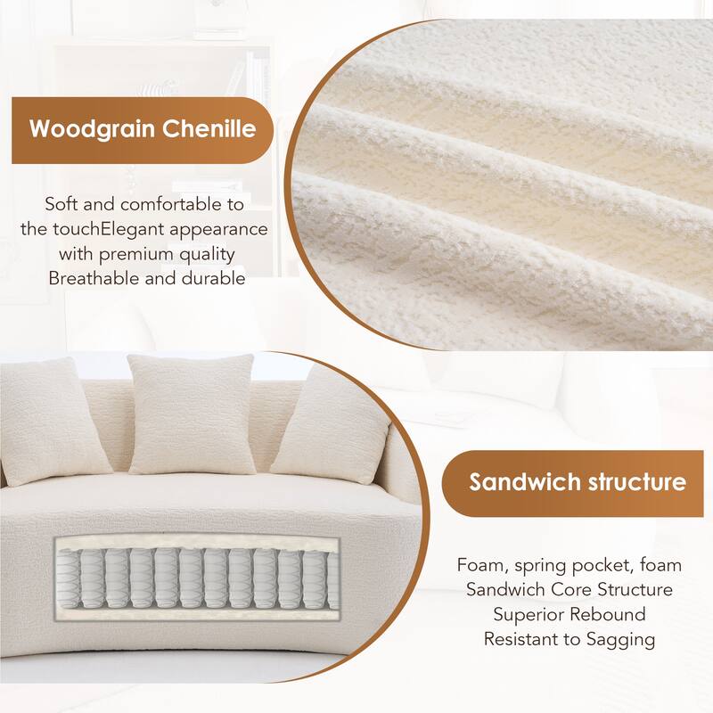 LY-049S Curved Modern Boneless Sofa Loveseat, Backrest Upgrade