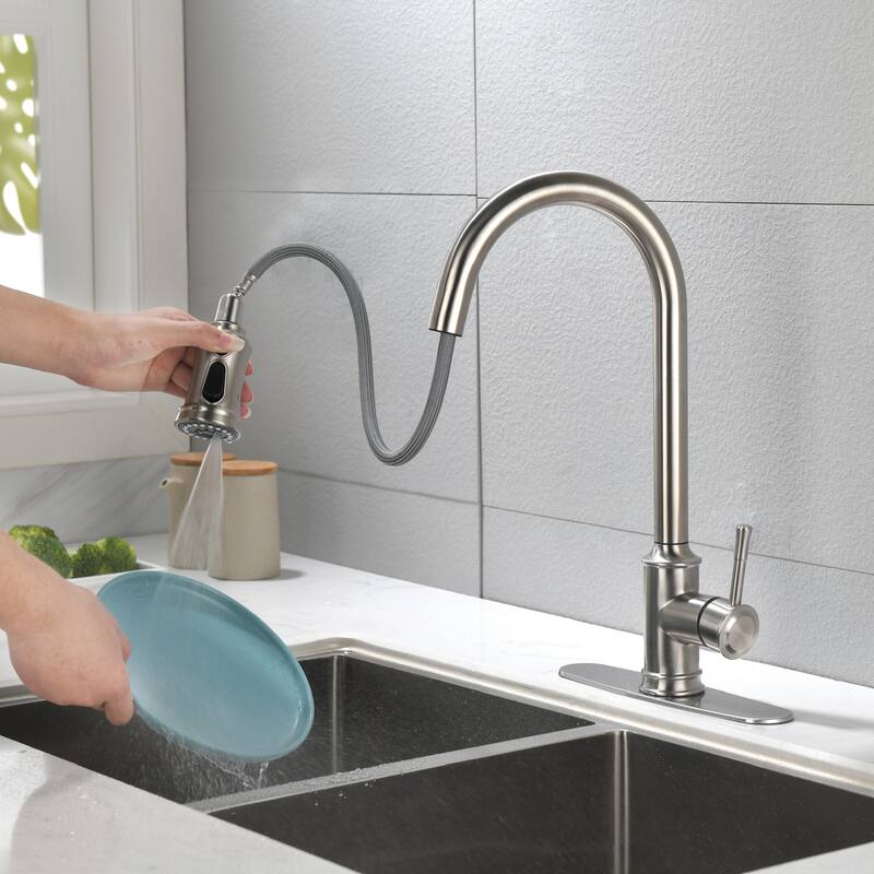 High Arc Stainless Steel Kitchen Faucet with Pull Down Sprayer