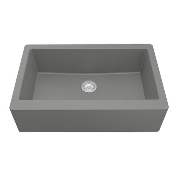 slide 2 of 59, Karran Farmhouse/ Apron-front Quartz Single Bowl Kitchen Sink Grey