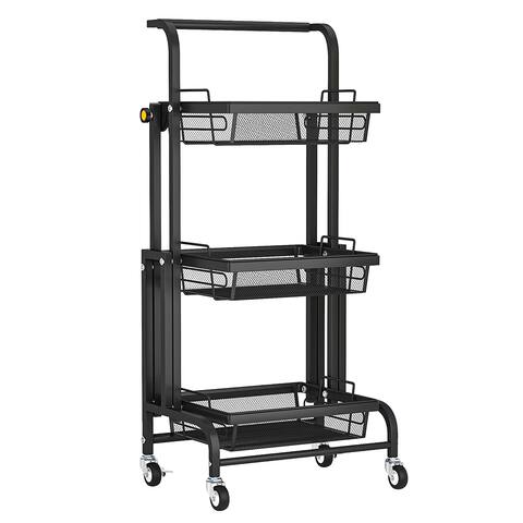 3-Tier Folding Rolling Cart Kitchen/Bedroom/Living Room