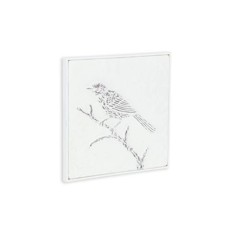 HomeRoots 10" X 10" White Bird Metal Square Hanging Wall Decor
