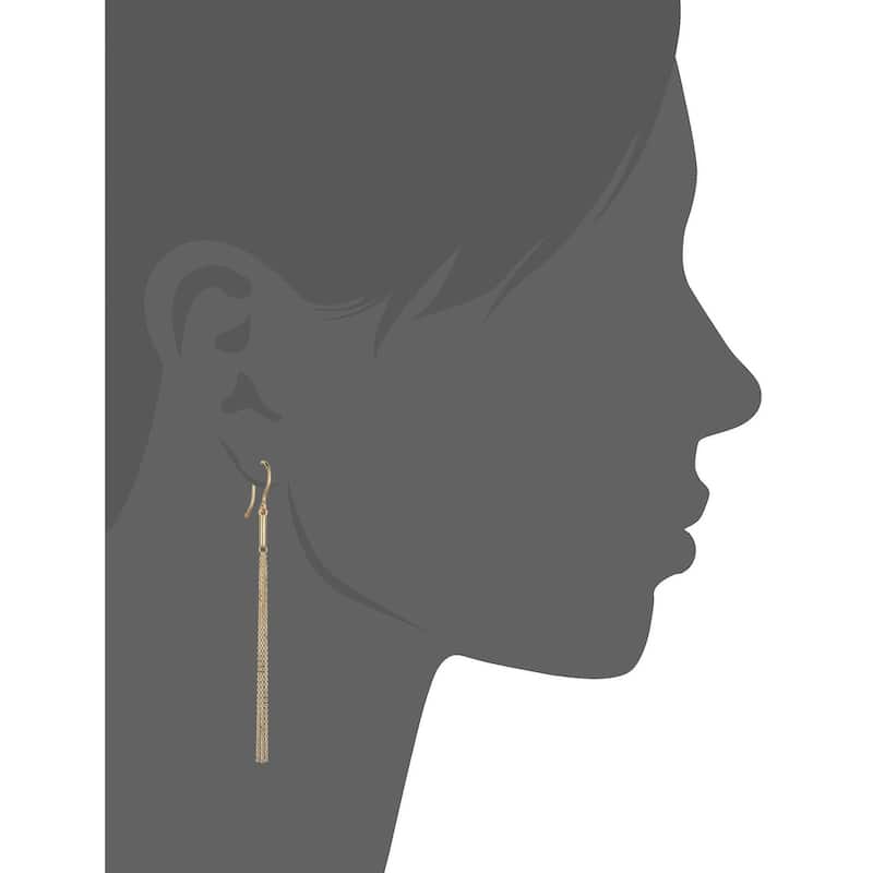 14k Yellow Gold Tube Chain Tassel Dangle Hook Earrings