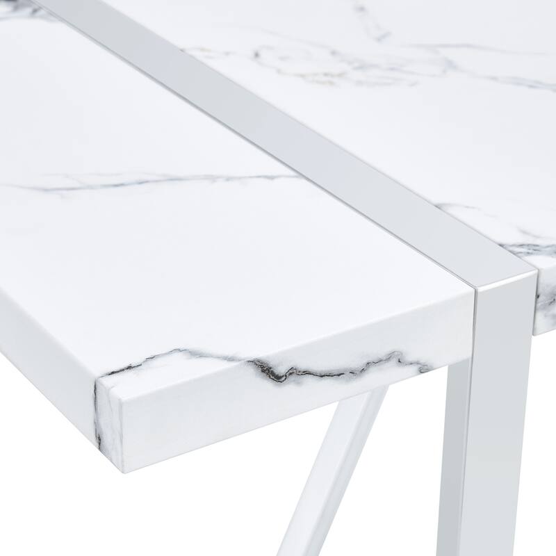Modern Dining Table Faux Marble Kitchen Table Rectangular Dinner Table