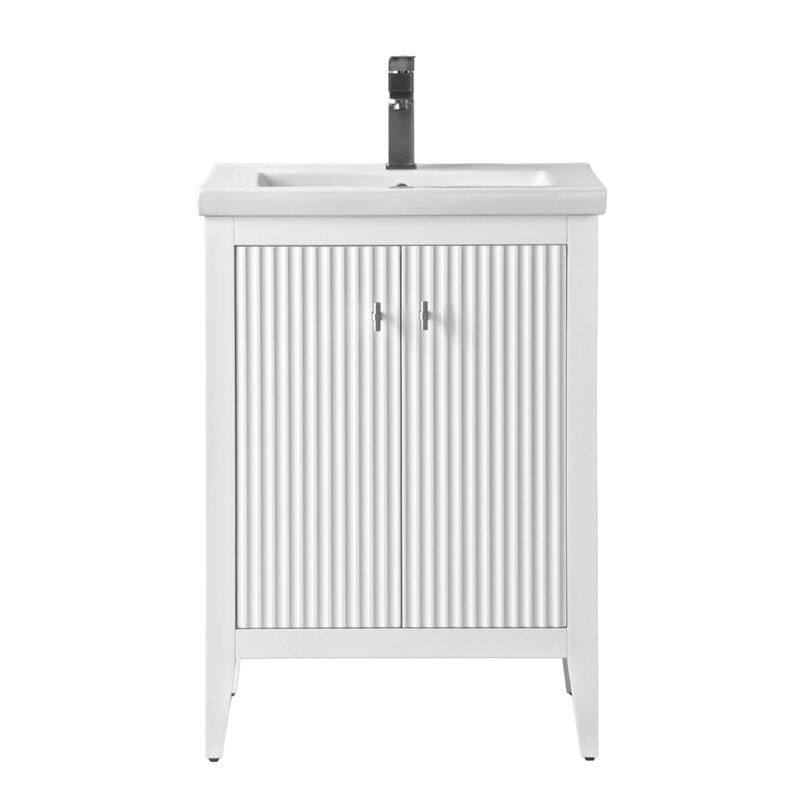 Vanity Art 24" Single Sink Bathroom Vanity Cabinet with Ceramic Top