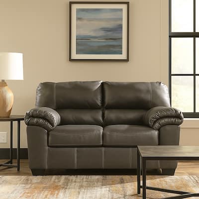 Limu Loveseat, 69 Inch, Soft Pillow Top Arms, Rich Gray Faux Leather