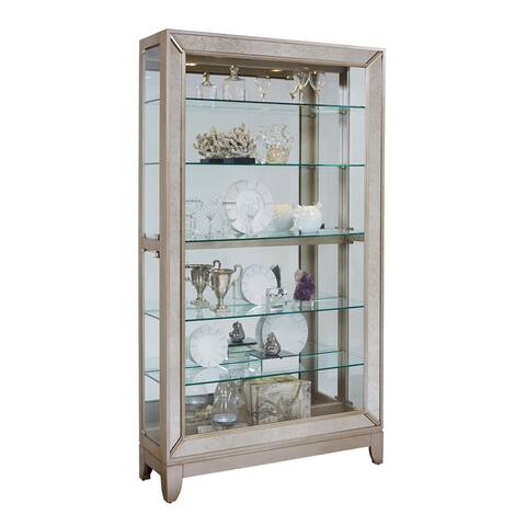 Platinum Finish Wood Side Door Entry Curio Cabinet - 46 x 14 x 82