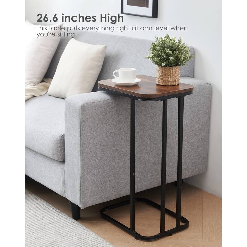 C Shaped End Table, 26.6 inches High Small Side Table for Couch Sofa Bed, Tall Tv Tray Table for Living Room, Bedroom
