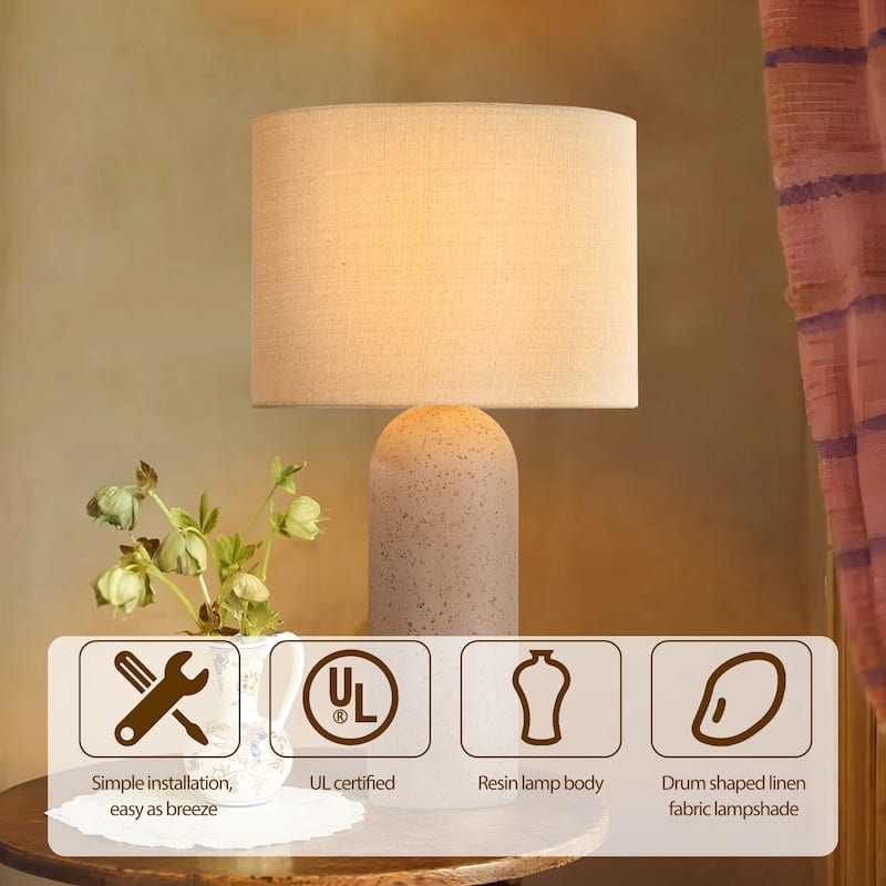 Ceramic Table Lamp with Drum Linen Shade