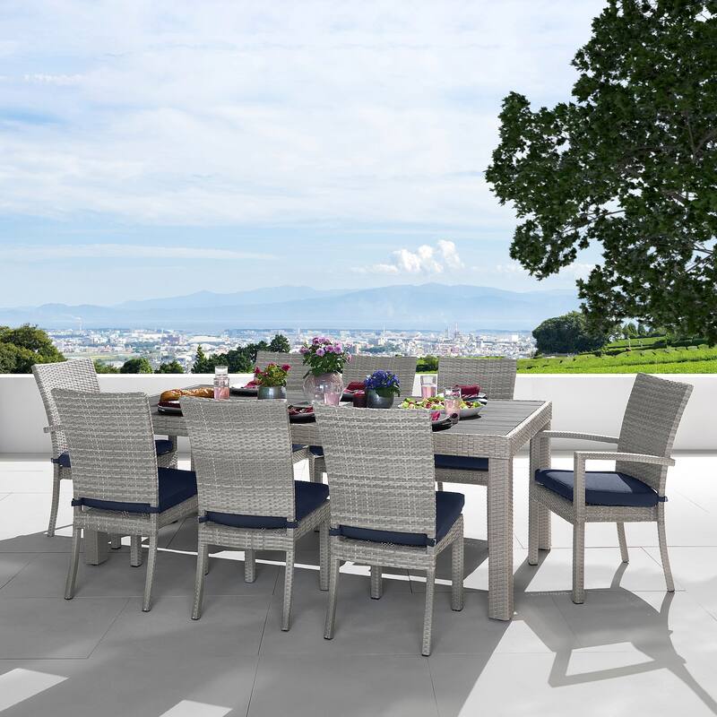 Cannes 9 Piece Aluminum Outdoor Patio Dining Set