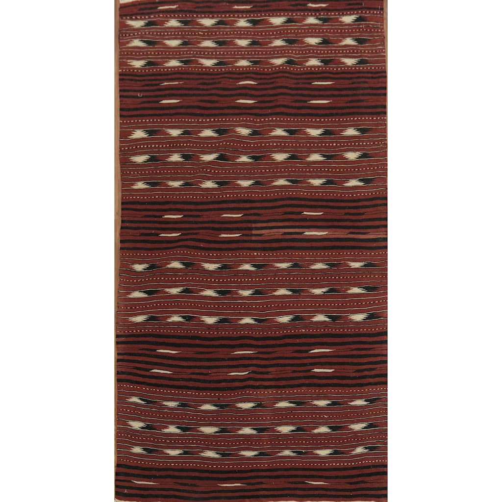 Hand Woven Oriental 100% Wool Carpet Southwestern Tribal Red Kilim Area Rug - 6' 3'' X 3' 5''