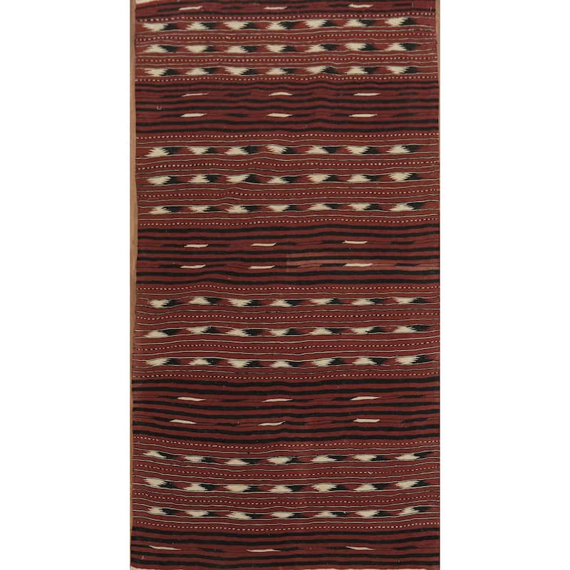 Hand Woven Oriental 100% Wool Carpet Southwestern Tribal Red Kilim Area Rug - 6' 3'' X 3' 5''