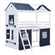 preview thumbnail 15 of 32, Playhouse Design Impression & Beautiful Twin Size Bunk Wood House Bed with Elegant Windows, Sills and Tent