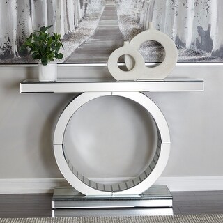 Silver Glass Mirrored Console Table