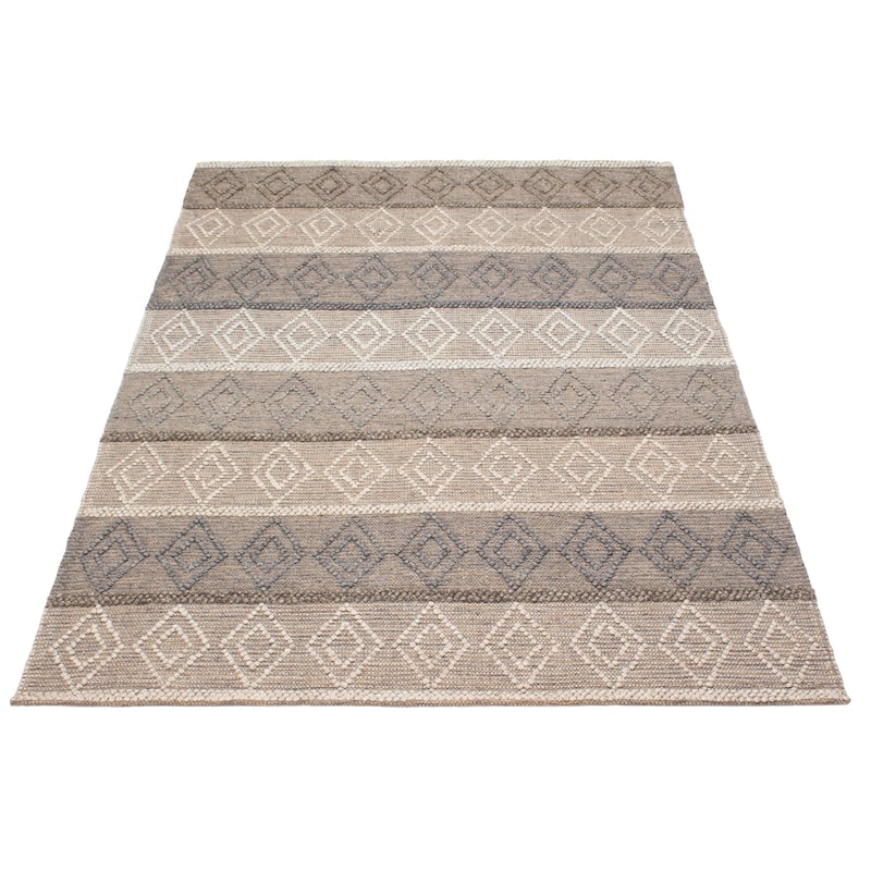 ECARPETGALLERY Braid weave Sienna Grey Wool Rug - 6'0 x 8'0