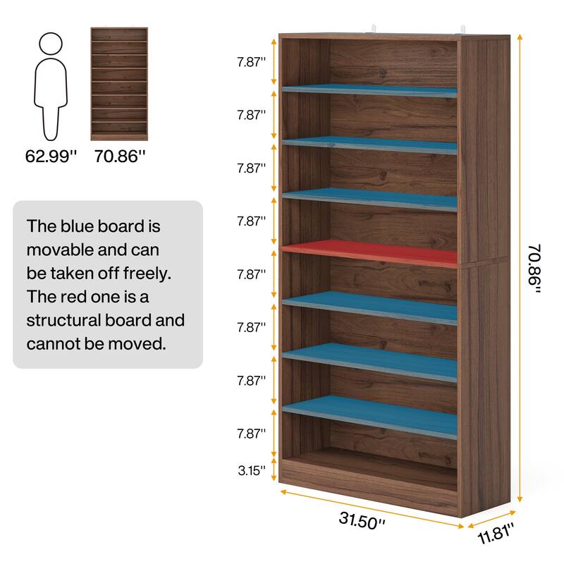 Wood Shoe Cabinet, Freestanding Shoe Storage Cabinet, Open Storage Shoe Organizer Entryway Shoe Rack Cabinet