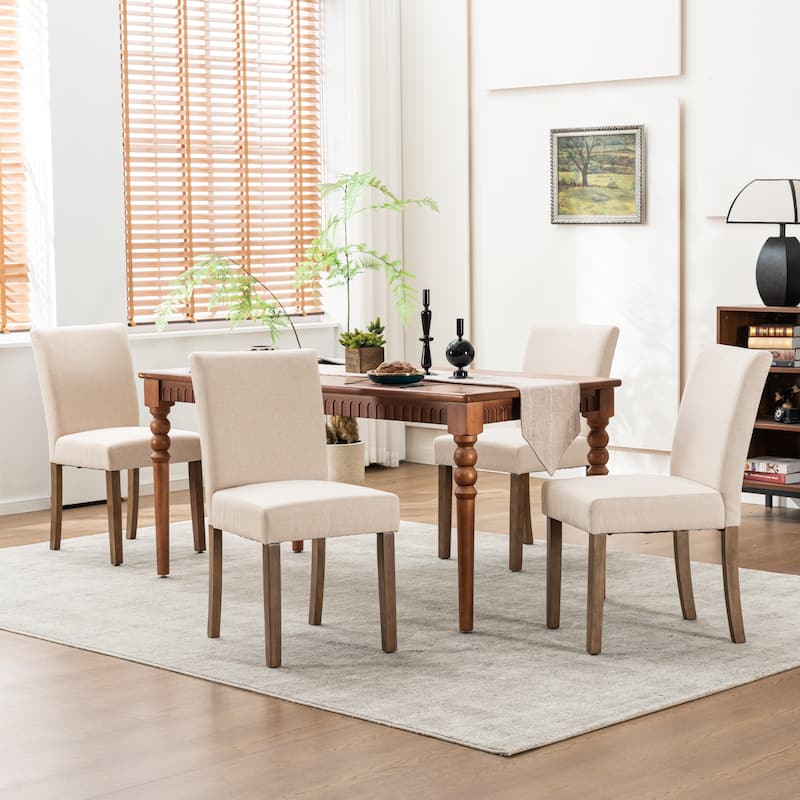 Upholstered Modern Dining Chairs, Linen Fabric Side Chairs Set of 2
