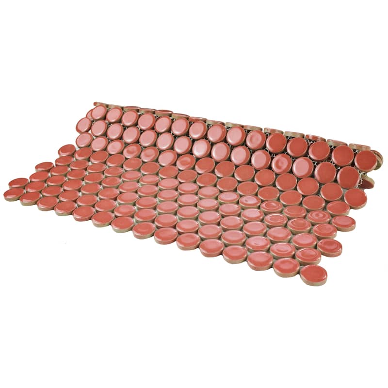 Merola Tile Hudson Penny Round Vermilio 11-7/8" x 12-5/8" Porcelain Floor and Wall Tile