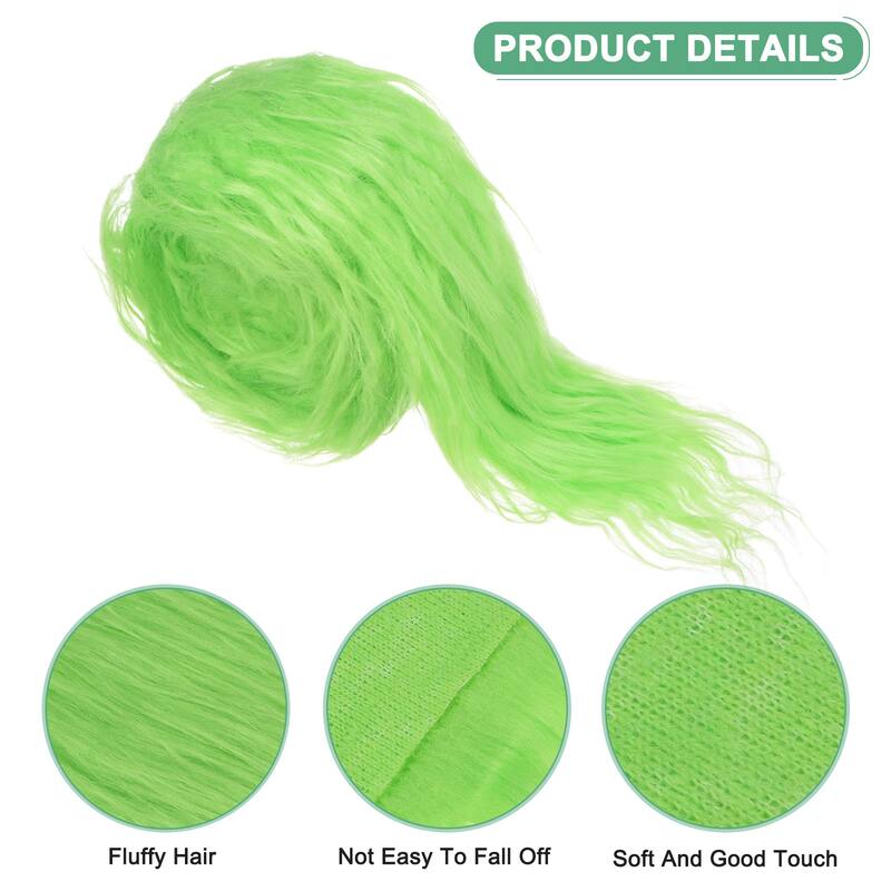 Faux Fur Fabric Precut Strips, for DIY Crafts Christmas - Green - 59x2 Inch