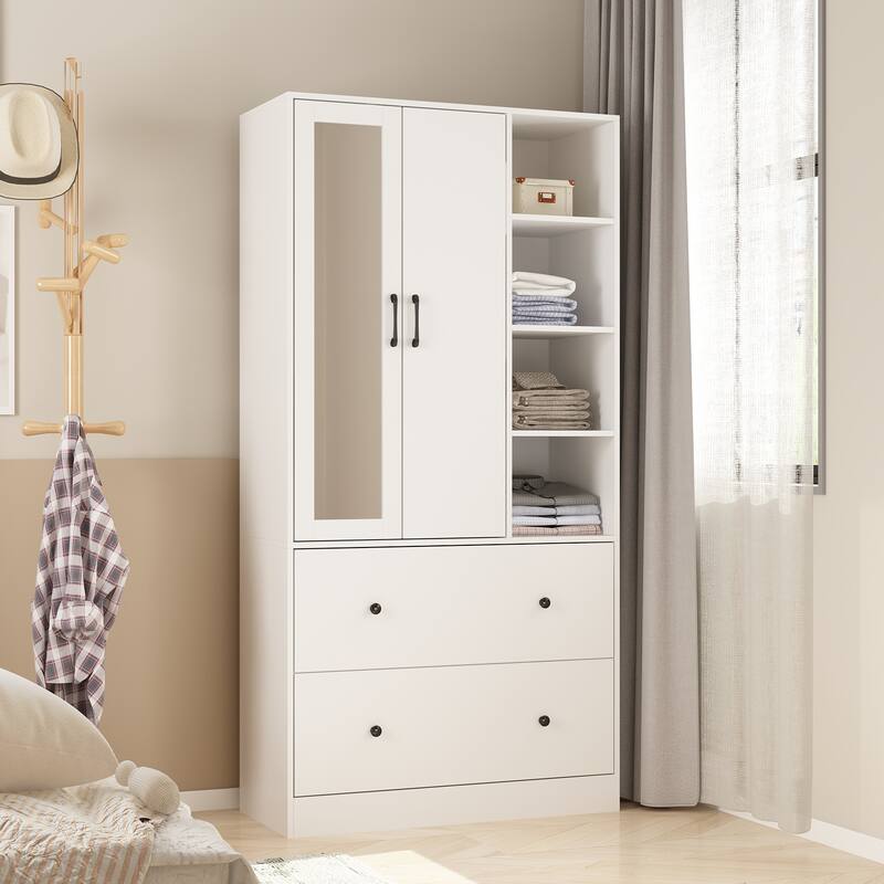 Scalable Hanging Rod Wardrobe Closet Armoire Mirror Space Saving