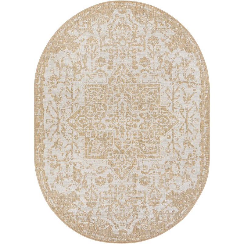 Livabliss Eagean Updated Traditional Medallion Indoor / OutdoorArea Rug