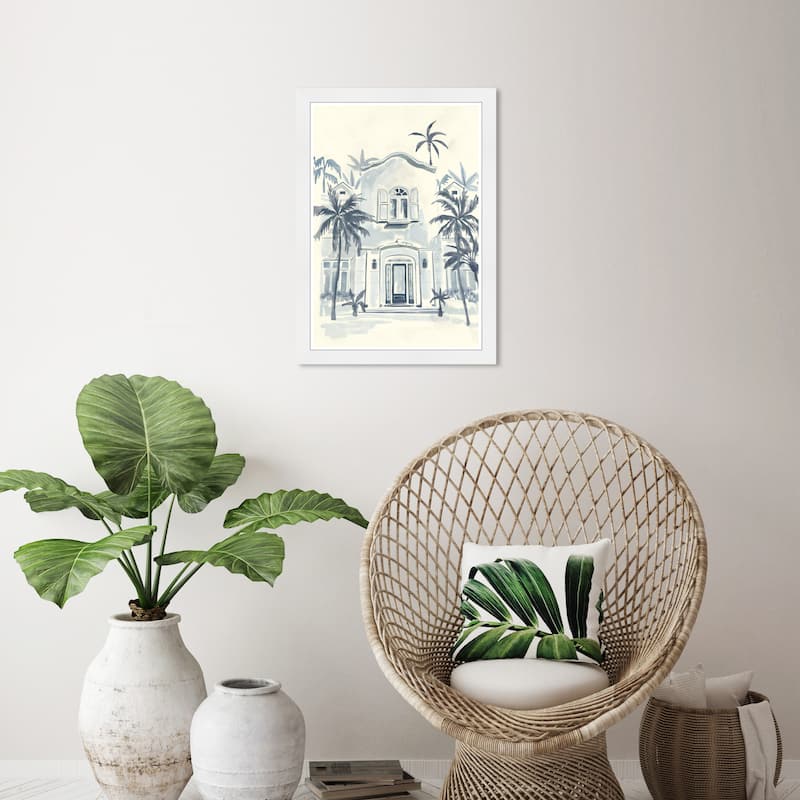Wynwood Studio Watercolor Palm Front Framed Beachfront Coastal Prints