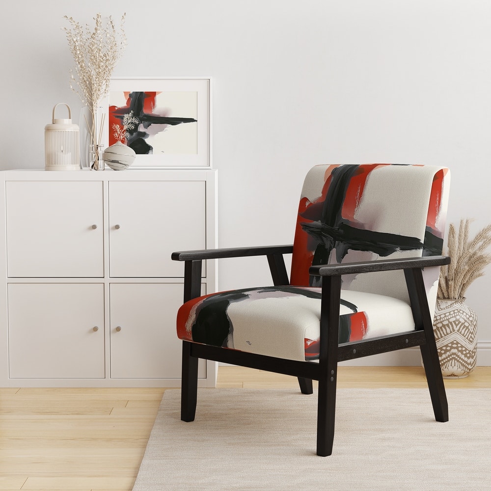 Designart "Glam Dancing Shape I" Upholstered Abstract Accent Chair - Modern Arm Chair For Living Room