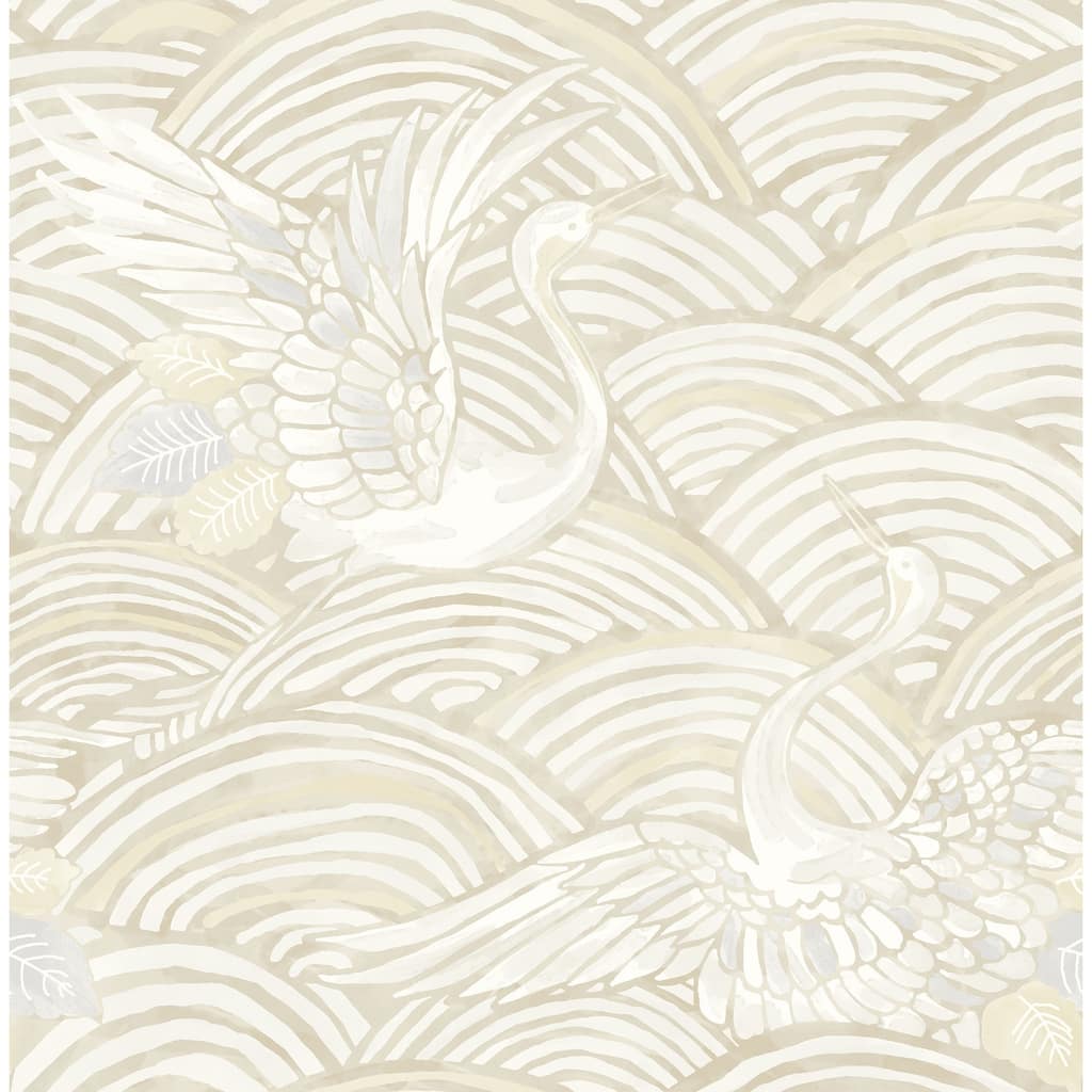 A-Street Prints Egret Neutral Tidal Dance Wallpaper