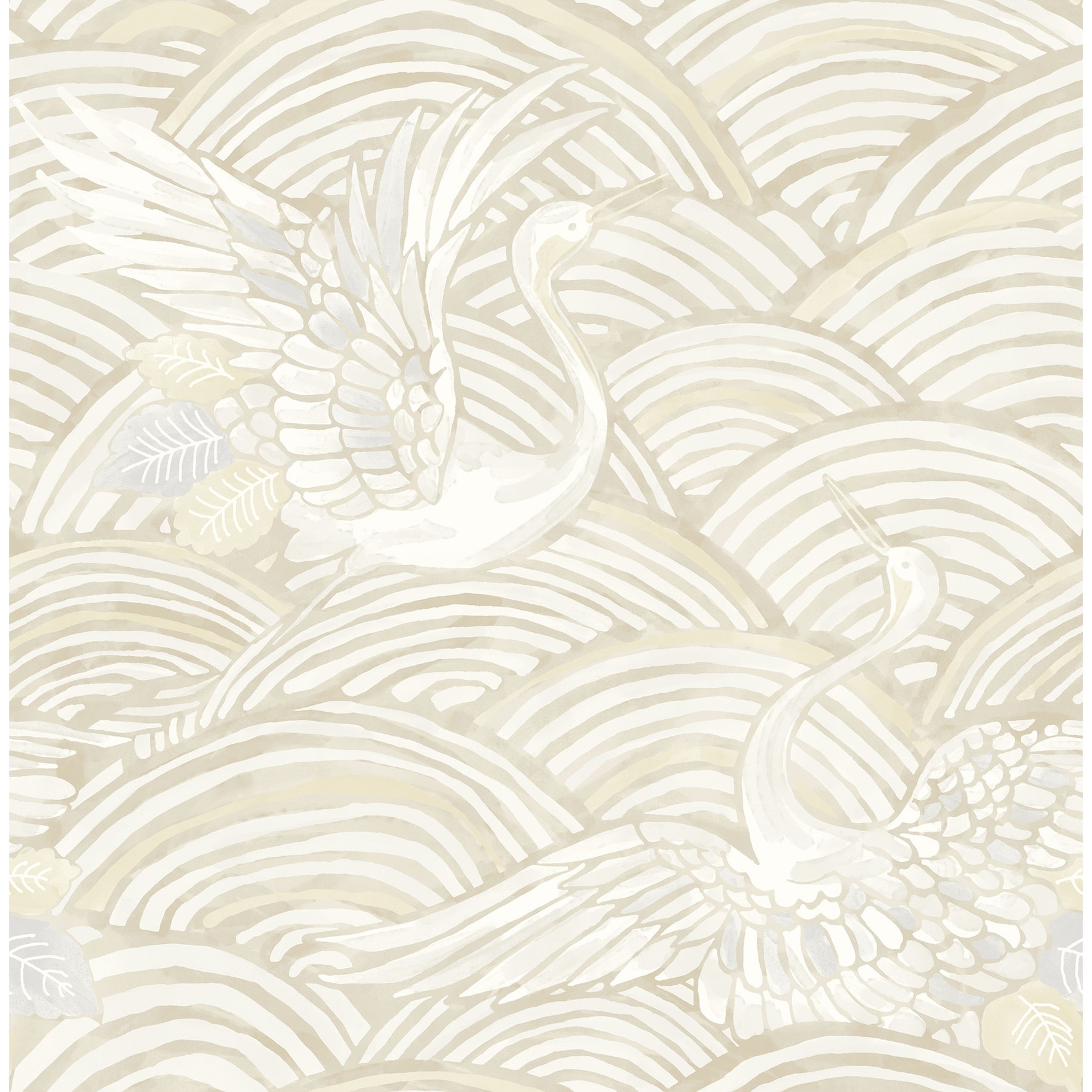 A-Street Prints Egret Neutral Tidal Dance Wallpaper