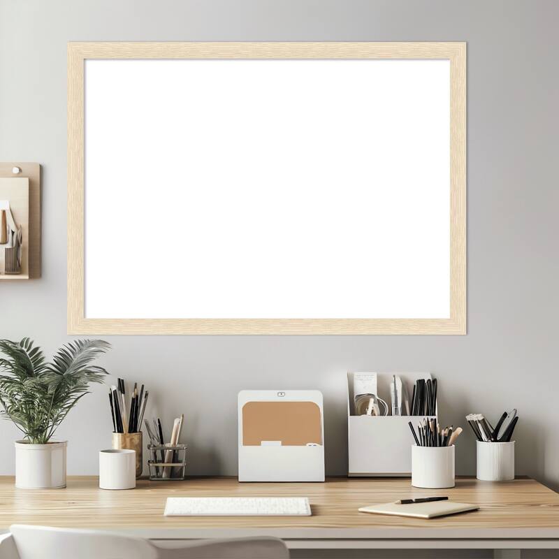 Amanti Art Woodgrain Stripe Blonde Framed Dry Erase Magnetic Board