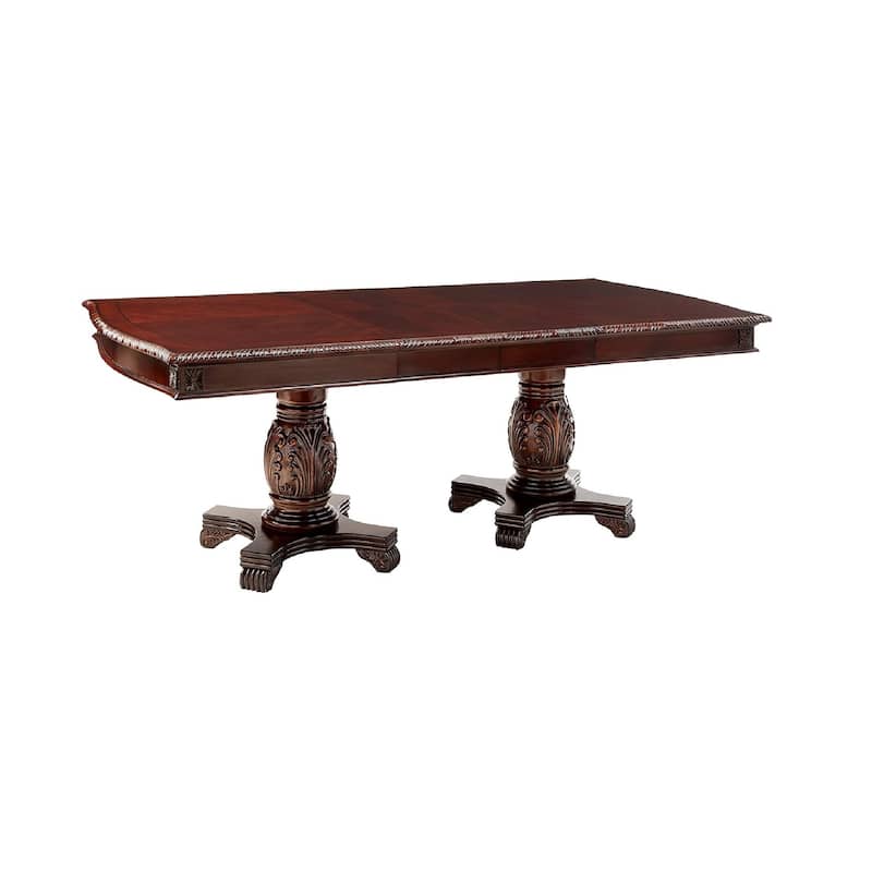 96" Dark Brown Solid Wood And Solid Manufactured Wood Double Pedestal Base Dining Table