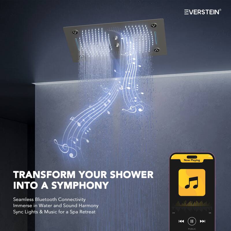 Shower Faucet System 28"*16" Ceiling Mount Shower Head with 4 Spray Mode Body Jets Handheld Spray LUXURY LED