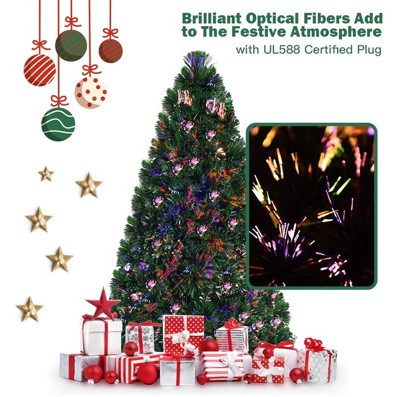 6 Feet Artificial Pre-Lit Fiber Optic PVC Christmas Tree