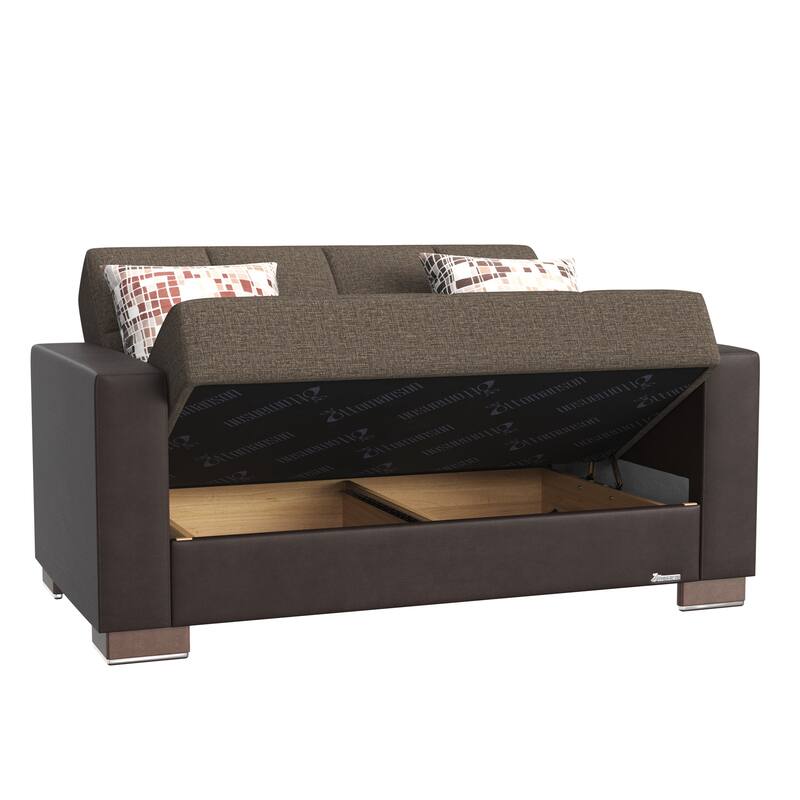 Collection Upholstered Convertible Loveseat With Storage - Brown-1