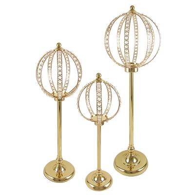 Gold Luxury Crystal Bead Ball Globe Princess Decor Large Wedding Centerpiece Stand Flower Riser