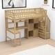 preview thumbnail 16 of 21, Twin Size Loft Bed with Staircase, L-Shaped Desk bed, LED Lights, Shelves & Cabinets, Space-Saving Workstation Bed Frame