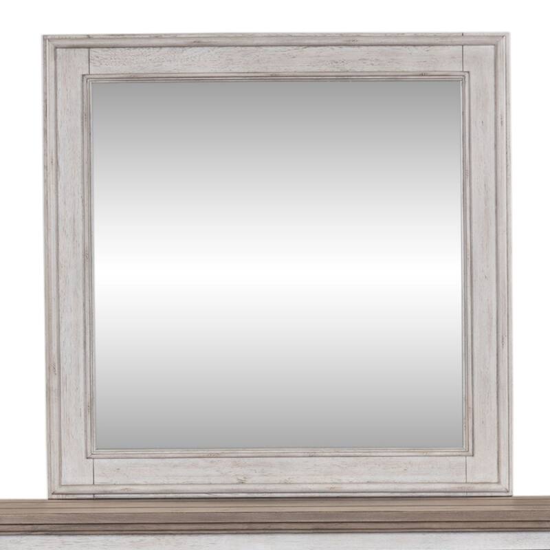 Heartland Antique White Framed Mirror for Bedroom Square 38 x 38 Inches - White/Oak
